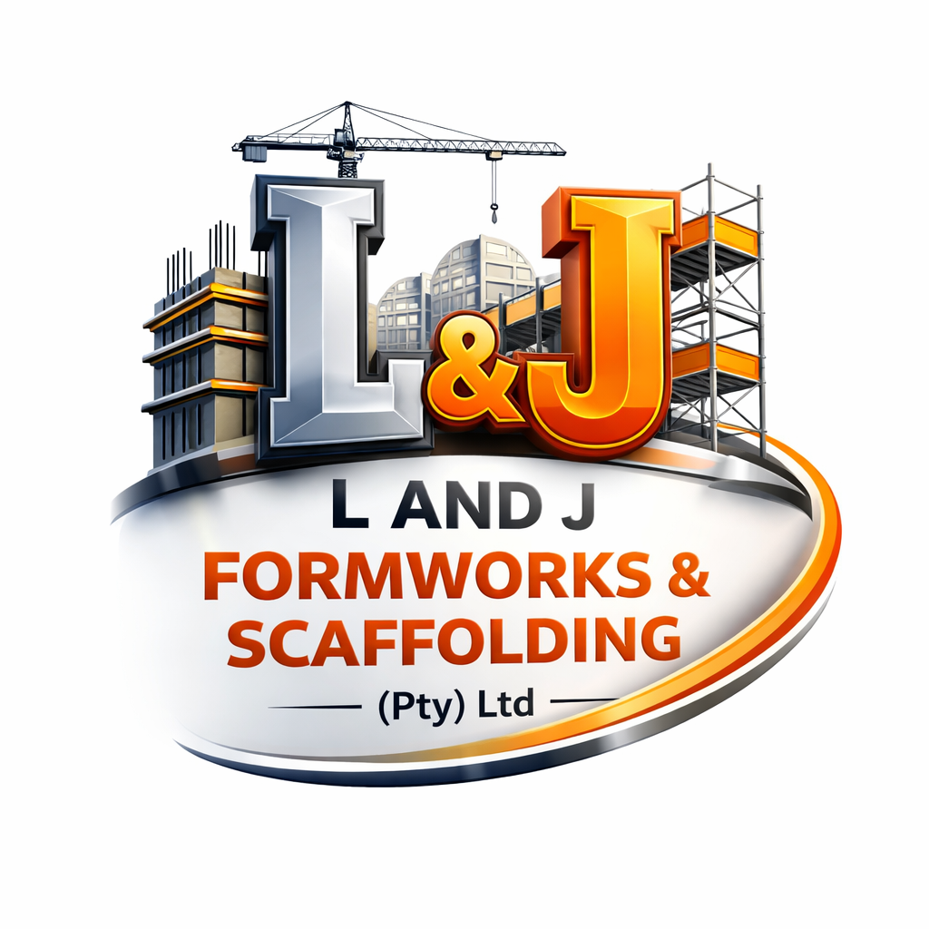L and J Formworks & Scaffolding (Pty) Ltd logo featuring a building under construction.